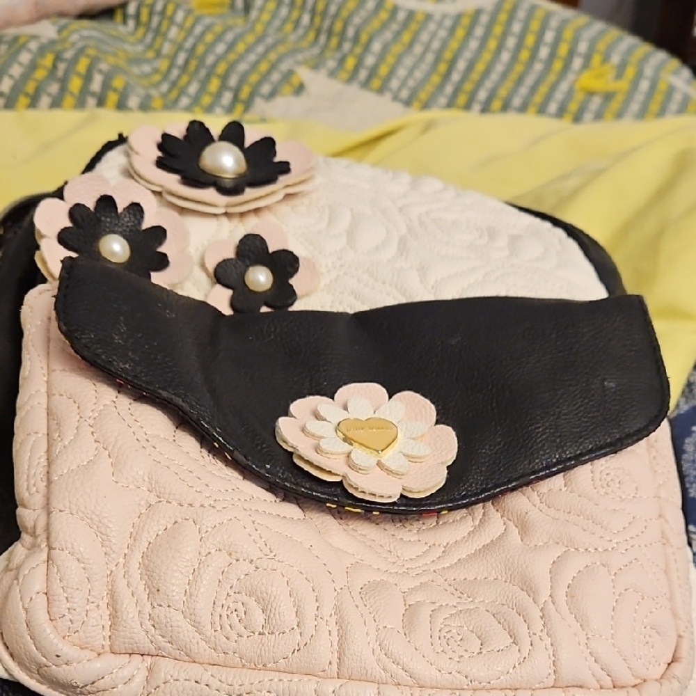 Betsey Johnson Black and Pink Floral Backpack
